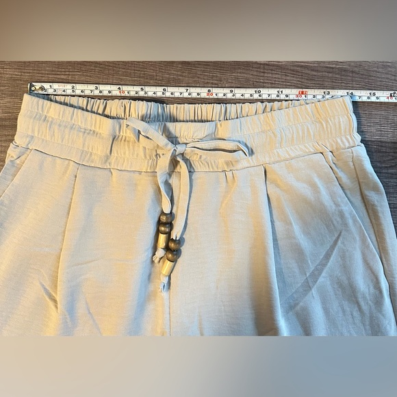 Everyday Jones Drapey Linen Texture Drawstring Pant Sz 8 Beige High Waist New - Picture 6 of 11